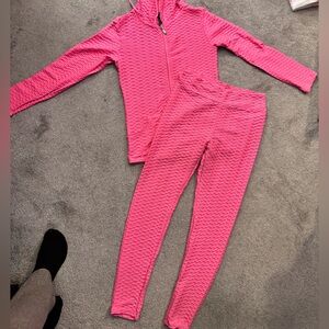 Vibrant Pink Textured Tracksuit